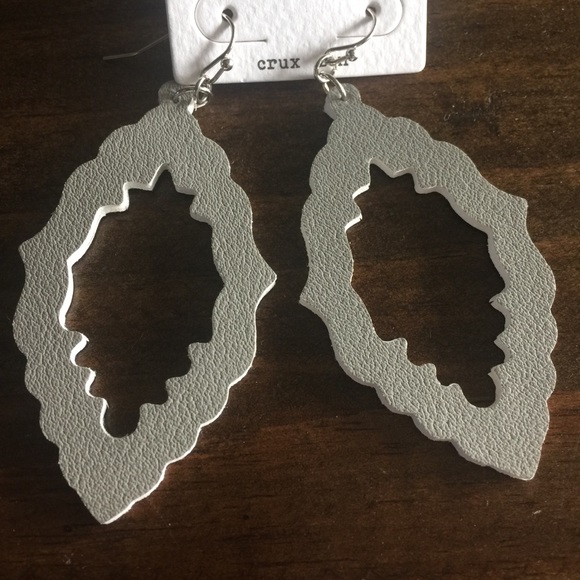 Gray Leather Earrings - Picture 3 of 3